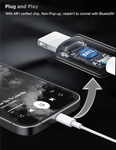 Miniatura 2 de Paquete de 1 auriculares con cable con conector Lightning para iPhone, auriculares intrauditivos, micrófono integrado y auriculares de control