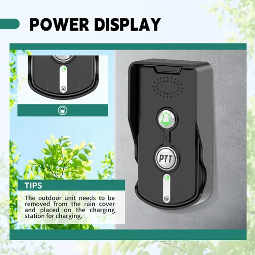 Miniatura 7 de Timbre de puerta inalámbrico, intercomunicador de 2 vías, puerta de comunicación, timbre con altavoz con control de volumen de largo alcance de 3280