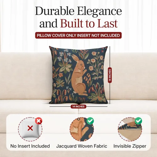 Miniatura 2 de Charlotte Home Fundas de almohada – Funda de almohada decorativa de 14 x 14 pulgadas para sofá y cama – Fundas de cojín de conejo francés