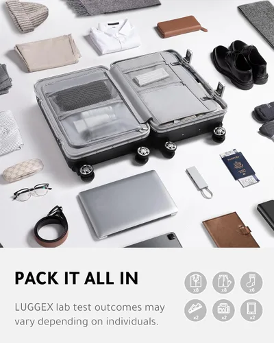 Miniatura 4 de LUGGEX Equipaje sin cremallera con marco de aluminio - Eleva tu viaje, Blanco, Marco de aluminio blanco equipaje de 24 pulgadas con ruedas