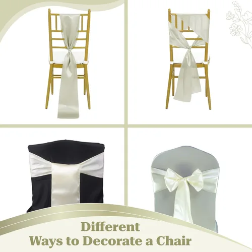 Miniatura 239 de mds - Lote de 10 lazos de satén para sillas de boda y eventos, para decoración de fiestas, 30 colores, Satin, 10 Verde oliva