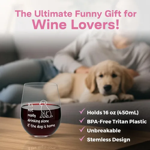 Miniatura 3 de Divertidos copas de vino + calcetines de vino – Copa de vino irrompible de 16 onzas sin tallo con refranes y calcetines peludos para niña "If You
