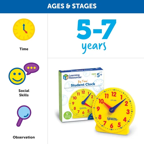 Miniatura 7 de Learning Resources Big Time reloj de estudiante, 12 horas