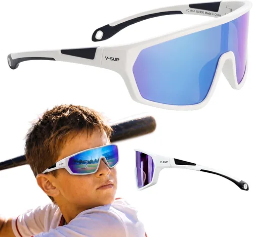 Miniatura 10 de V-SUP Outdoor Lightweight Sport Sunglasses - UV400 for Biking, Baseball, Running, Cycling, Mountain Bicycle for Men & Women Marco negro mate