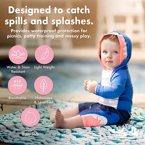 Miniatura 5 de BapronBaby Adventure Awaits - Tapete impermeable para debajo de sillas altas, suelos, mesas, tiempo de juego o artes y manualidades, lavable a