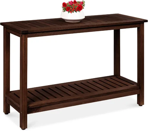 Miniatura 9 de Best Choice Products - Mesa consola de 122 cm con 2 estantes de madera de eucalipto, mesa de aparador de bar multifuncional