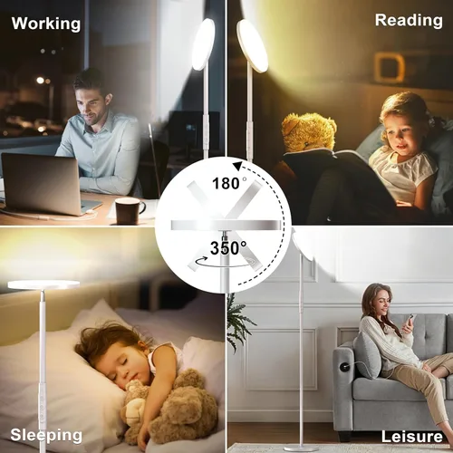 Miniatura 7 de Lámpara de pie LED, lámpara de pie brillante de 3600 lúmenes, equivalente a 350 W, con atenuación continua de 2700 K-6500 K, lámpara moderna