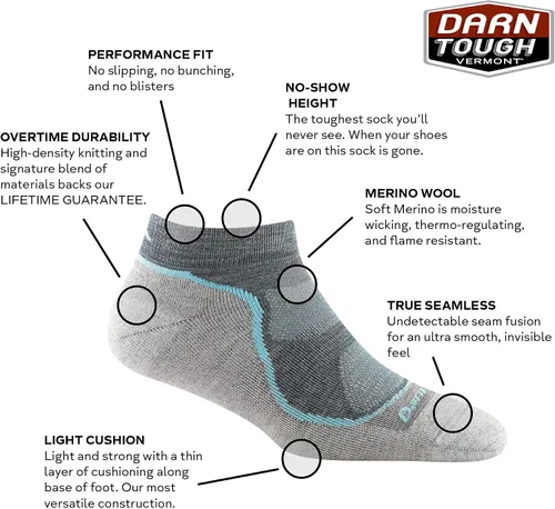 Miniatura 3 de Darn Tough Calcetines de Senderismo Ligeros Sin Tobillo para Mujer Light Hiker (Estilo 1986)