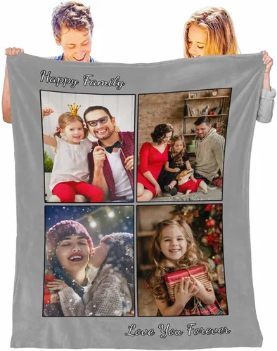 Miniatura 21 de Manta personalizada con tus fotos favoritas, manta personalizada con mis propias imágenes para familia, mamá, papá, hija, hijo, perro, hermanas