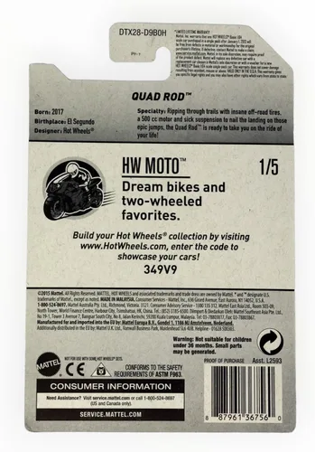 Miniatura 2 de Hot Wheels 2017 HW Moto Quad Rod (ATV) 186/365, turquesa