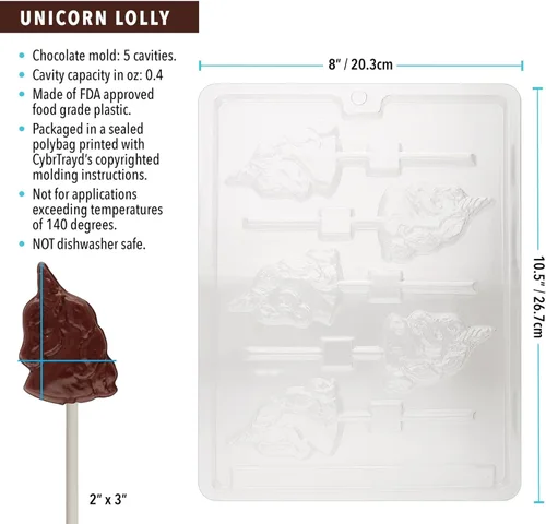 Miniatura 3 de Cybrtrayd Life of the Party Unicorn Lolly - Molde de caramelo de chocolate