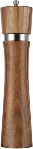 Miniatura 8 de Steel Ring Pepper Grinder,Manual Acacia Wood Mill,Multi Use Seasoning Bottle,Ceramic Core,BBQ Tool Shaker Sets (10in Set With Base)