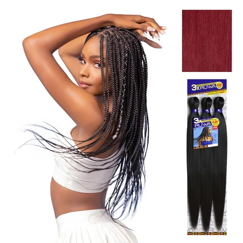 Miniatura 30 de Sensationnel Ruwa - Cabello trenzado preestirado, 3 x 48 pulgadas, repelente al agua, kanekalon, de secado rápido, sintético, sin picazón