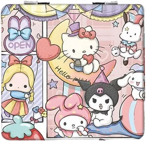 Miniatura 12 de Espejo compacto de viaje Kawaii para mujeres y niñas, bonito espejo cosmético clásico de dibujos animados con aumento 1X/2X espejo de maquillaje