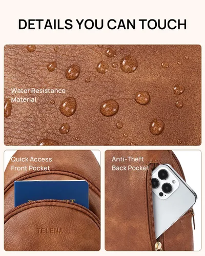 Miniatura 178 de Telena Riñonera pequeña para mujer, de cuero, cangureras, bolsa de pecho para mujer