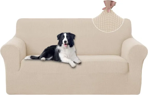 Miniatura 25 de U-NICE HOME Funda elástica para sofá, lavable, protector de muebles para sofá de 3 cojines, apta para mascotas (sofá, gris)