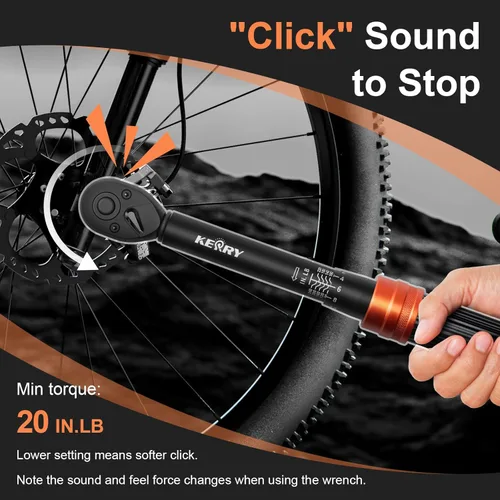 Miniatura 3 de Llave dinamométrica de clic de 1/4 pulgada Kerry, 20-240 pulgadas-libras/2.3-27.1 Nm, ±3% de alta precisión, escalas de doble rango, claramente