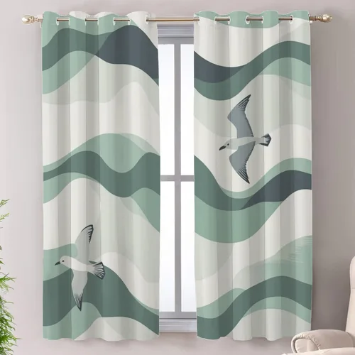 Miniatura 32 de Shrahala Abstract Pattern Geometric Blackout Window Curtains, Concentric Squares Thermal Insulated Curtains Grommet Long Drapes for Bedroom,Living
