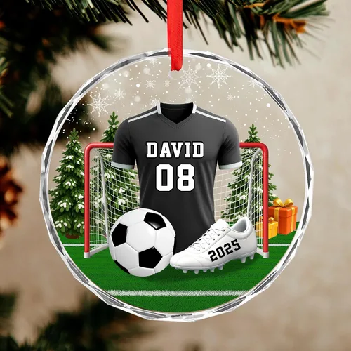 Miniatura 6 de Adorno de fútbol personalizado, adorno 2D de Navidad de fútbol, decoración del árbol de Navidad para jugadores y fanáticos del fútbol, adornos Ds1