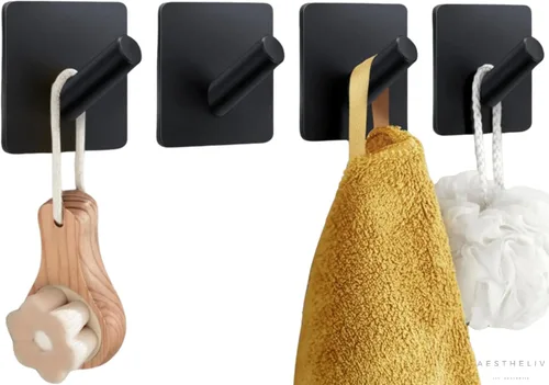 Miniatura 10 de Ganchos adhesivos para colgar, 4 unidades, ganchos para toallas para baño, ganchos adhesivos para paredes sin daños, gancho adhesivo