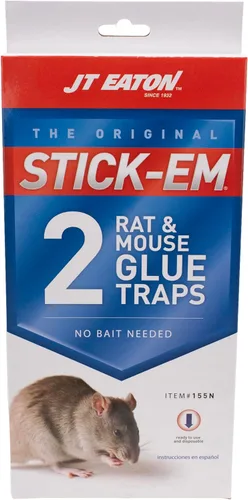 J T Eaton JT Eaton J T Eaton 155N Stick-Em - Tamaño de rata y ratón, paquete de 2, multicolor, 2 trampas de pegamento