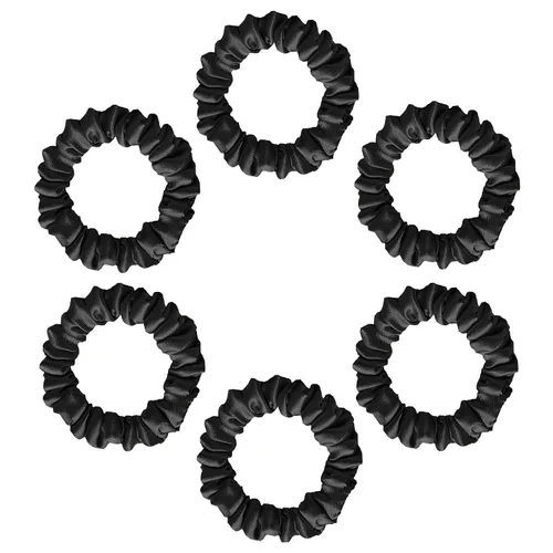 Miniatura 11 de Silvr Bear Paquete de 6 coleteros de satén de lujo, color negro, suaves, grandes para mujeres y niñas, bandas para el cabello grueso y rizado