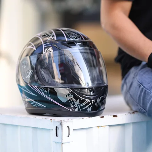Miniatura 6 de SLMOTO DOT - Casco de motocicleta de rostro completo para adultos, mariposa rosa y negra, tapa abatible, casco de rostro completo para calle