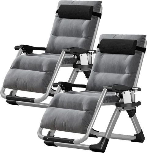 Miniatura 20 de Silla de gravedad cero, sillón reclinable de césped, tumbona reclinable para patio, tumbona plegable portátil con cojín suave desmontable, soporte