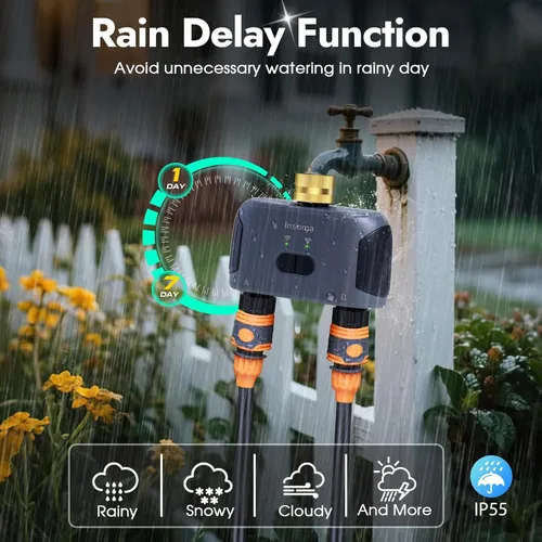 Miniatura 4 de WiFi Water Timer for Garden Hose with Brass Inlet,Smart Hose Timer with WiFi Hub, APP & Voice Control,Up to 20 Watering Plans, 2-Zone Sprinkler Drip