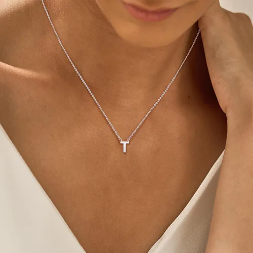 Miniatura 26 de Collares con iniciales para mujer, delicado collar de letra plateada con nombre personalizado con monograma, collar simple y lindo con inicial