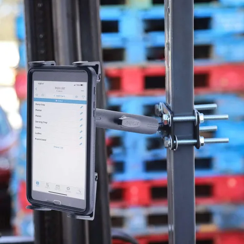 Miniatura 6 de ARKON Mounts Forklift Slim-Grip Soporte para tableta Placa de montaje duradera Eje de metal ajustable de 6 pulgadas Soporte para tableta