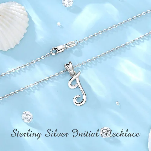 Miniatura 228 de EUDORA Collares de plata esterlina con inicial para mujer, regalos clásicos de 26 letras sin cuello para niñas, hermana, madre hija, cadena de 18