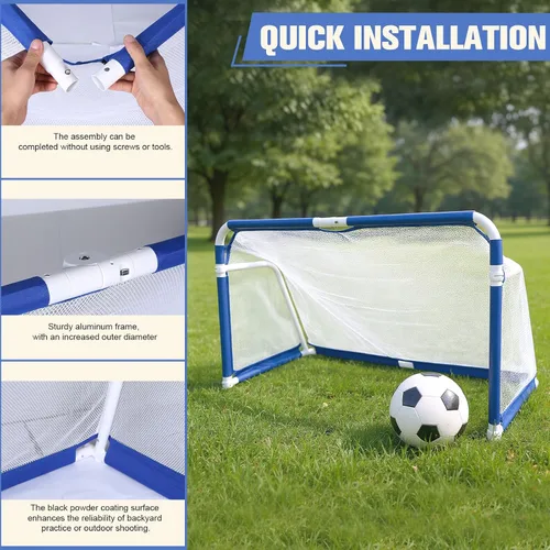 Miniatura 6 de Portería de fútbol plegable para jóvenes y niños, red de fútbol plegable portátil, portería de fútbol para el hogar, al aire libre
