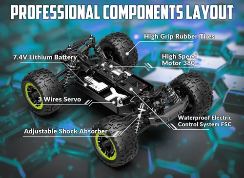 Miniatura 5 de RACENT Camión RC 1:16 4x4 Todo Terreno Coche RC de Alta Velocidad 40KPH Control Remoto para Adultos