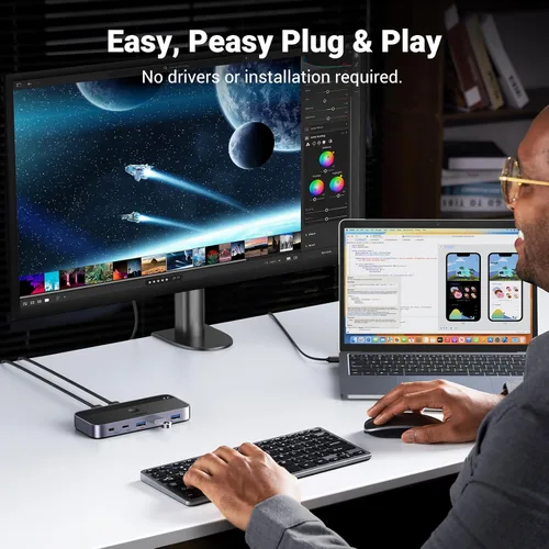 Miniatura 6 de UGREEN Conmutador USB 3.0 2 computadoras que comparten dispositivos USB C y A, conmutador USB de 4 puertos para compartir teclado y mouse