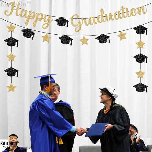 Miniatura 2 de Cartel de feliz graduación con purpurina – No DIY, pre-encordado Cartel de feliz graduación para decoraciones de fiesta de graduación 2026