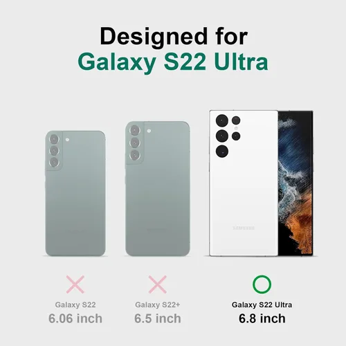 Miniatura 8 de Wirvyuer Funda para Samsung Galaxy S22 Ultra, bonita funda delgada a prueba de golpes con soporte de carga inalámbrica y protección, verde