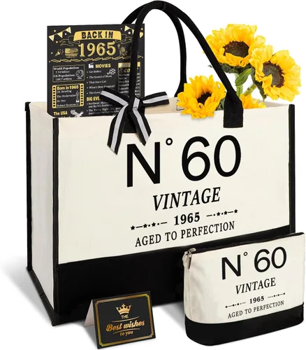YeohJoy Regalos de 60 cumpleaños para mujeres, bolsa de lona para viaje, regalos únicos de 60 años para su esposa, hermana, mamá, tía, amigas, bolso