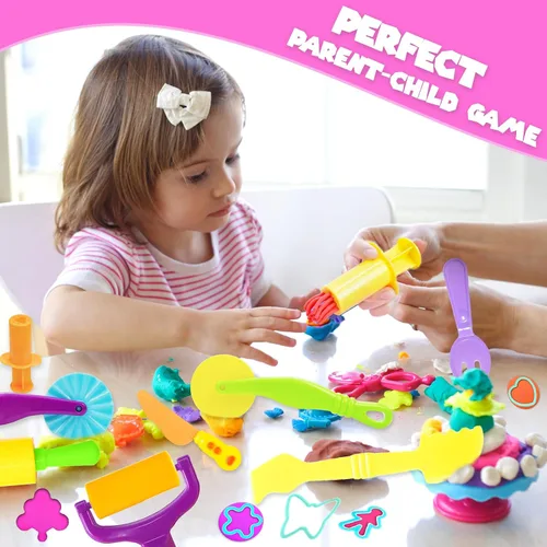 Miniatura 7 de Juego de herramientas de plastilina, 18 piezas de juegos de plastilina para niños de 4 a 8 años, accesorios creativos de plastilina con cortadores