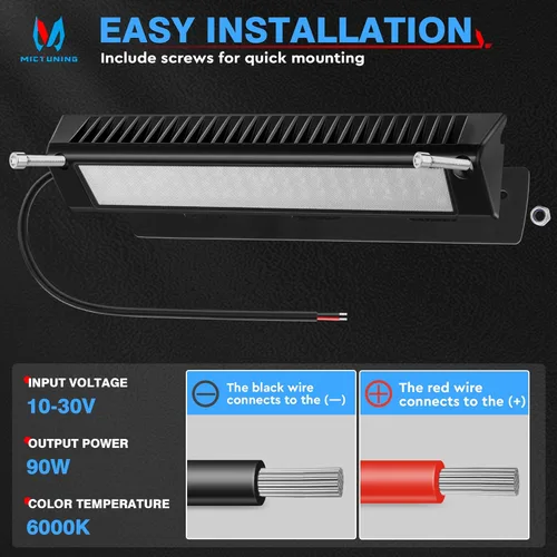 Miniatura 4 de MICTUNING Luz de Porche para RV, 13 Pulgadas 90W Luz LED Exterior Utilitario para Toldo 6000K, Carcasa de Aluminio IP67 Impermeable, Iluminación