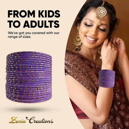 Miniatura 3 de Zenia Creations - Juego de pulseras de metal de 24 piezas, joyería étnica india para bodas, fiestas y uso diario de moda, pulseras coloridas