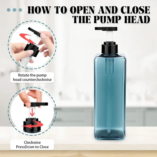 Miniatura 4 de Juego de 3 dispensadores de champú y acondicionador, botellas recargables de bomba de champú de 25 onzas, dispensador de gel corporal vacío