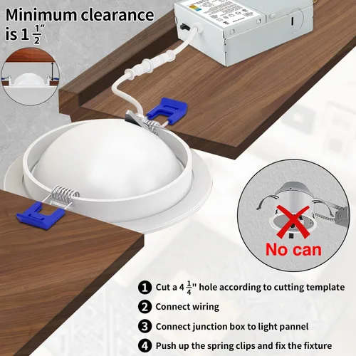 Miniatura 7 de zouzai 4 pulgadas 5CCT luz LED empotrable con cardán ajustable, 360°+90° direccional, regulable, iluminación decorativa para el hogar y comercial