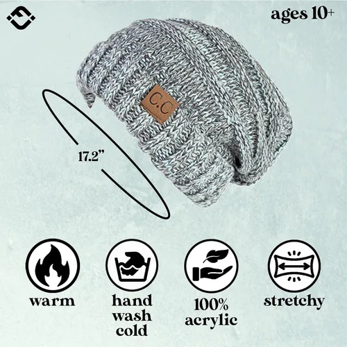 Miniatura 107 de Funky Junque Gorro de moda de punto trenzado de talla extragrande, grueso, abrigado, suave y holgado