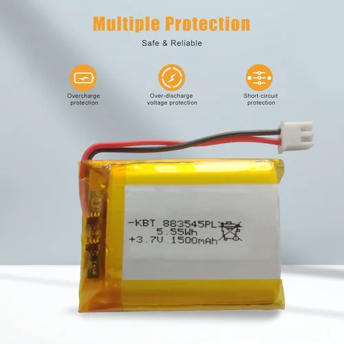 Miniatura 5 de KBT 3.7V 1500mAh Batería de Polímero de Litio: 883545 Baterías Lipo Recargables de Iones de Litio con Conector JST para Placa de Desarrollo Arduino