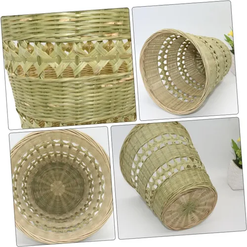 Cabilock 1 cesta de almacenamiento multiusos para juguetes de lavandería, flores, verde claro, tejido a mano, organizador para uso en el hogar, baño