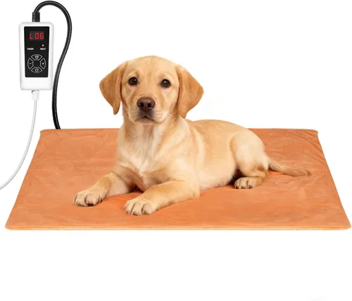 Miniatura 9 de RIOGOO Almohadilla térmica para mascotas, almohadilla térmica eléctrica para perros y gatos con temporizador, manta térmica para perros con 6 Azul