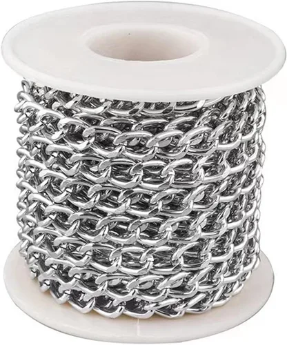 Miniatura 22 de N/C Cadenas de aluminio de 15 pies de eslabones de perlas de imitación, cadena de eslabones trenzados, cadenas de cable cruzado con colgante