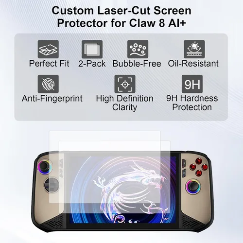 Miniatura 6 de Pidynx Full Protection Kit Compatible with MSI Claw8 - Storage Bag + Protective Case + 8" Tempered Glass Protector for Claw 8 Handheld EVA Leather