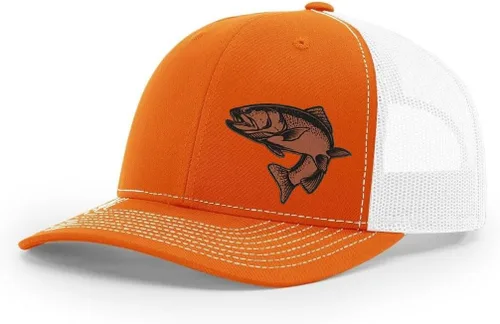 Miniatura 12 de Sombrero de pesca de trucha con parche de cuero grabado láser Richardson 112 Snapback Trucker Cap